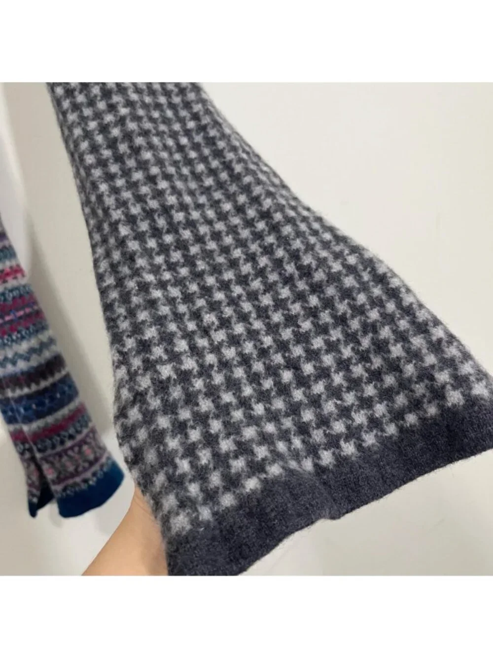 Robert Mackie Scotland 100% Wool Scarf Fair Isle Houndstooth Warm 69